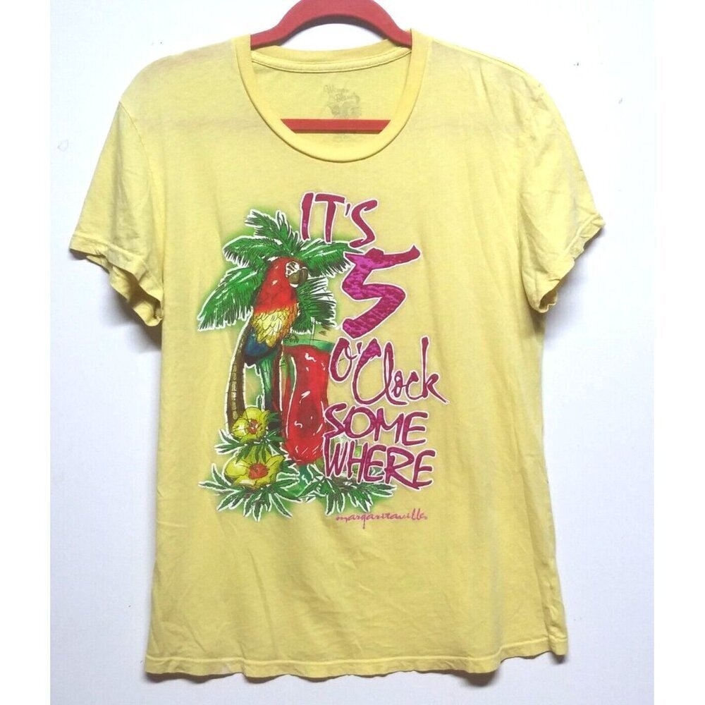 Margaritaville T shirt Womens It's 5 o'clock Somewhere Sz M/L/XL yellow exotic